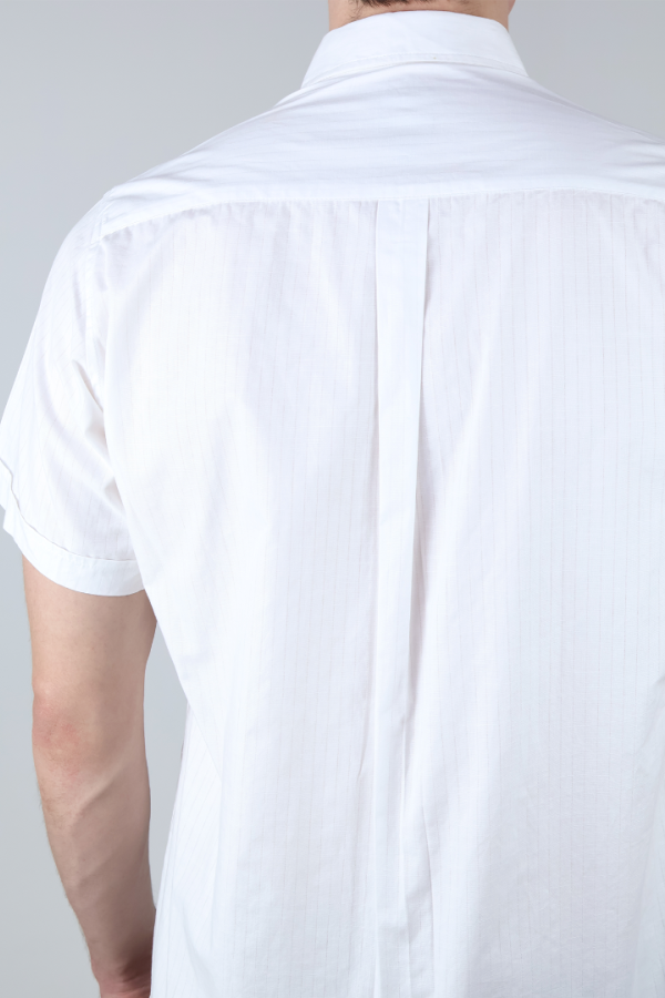 Camisa Blanca de Algodón Casual Manga Corta Hombre Fresca Y Ligera